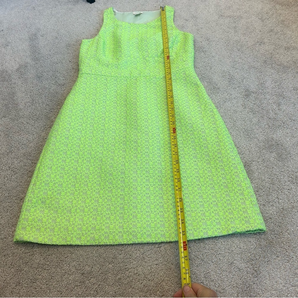J. Crew lime green sleeveless textured tweed Racer back sheath A-line dress Sz 4 - Picture 9 of 13